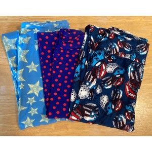 Lot of 3 LuLaRoe OS One Size Leggings Yoga Pants Balloons Stars Polka Dot